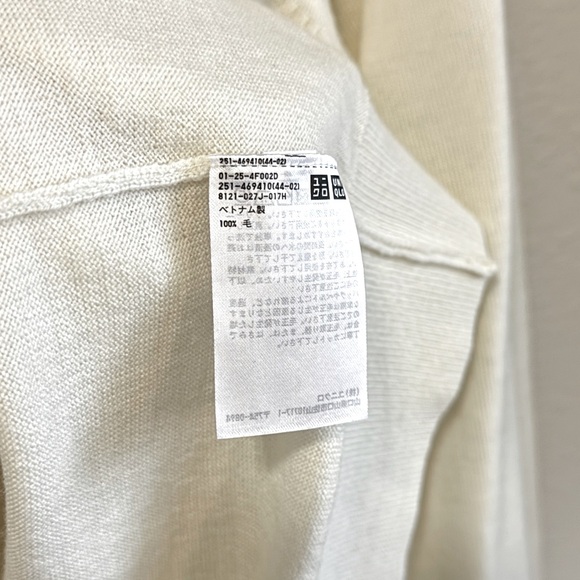 NWT 100% Cashmere Uniqlo White Crew Neck Long Sleeve Sweater Top - Picture 6 of 7